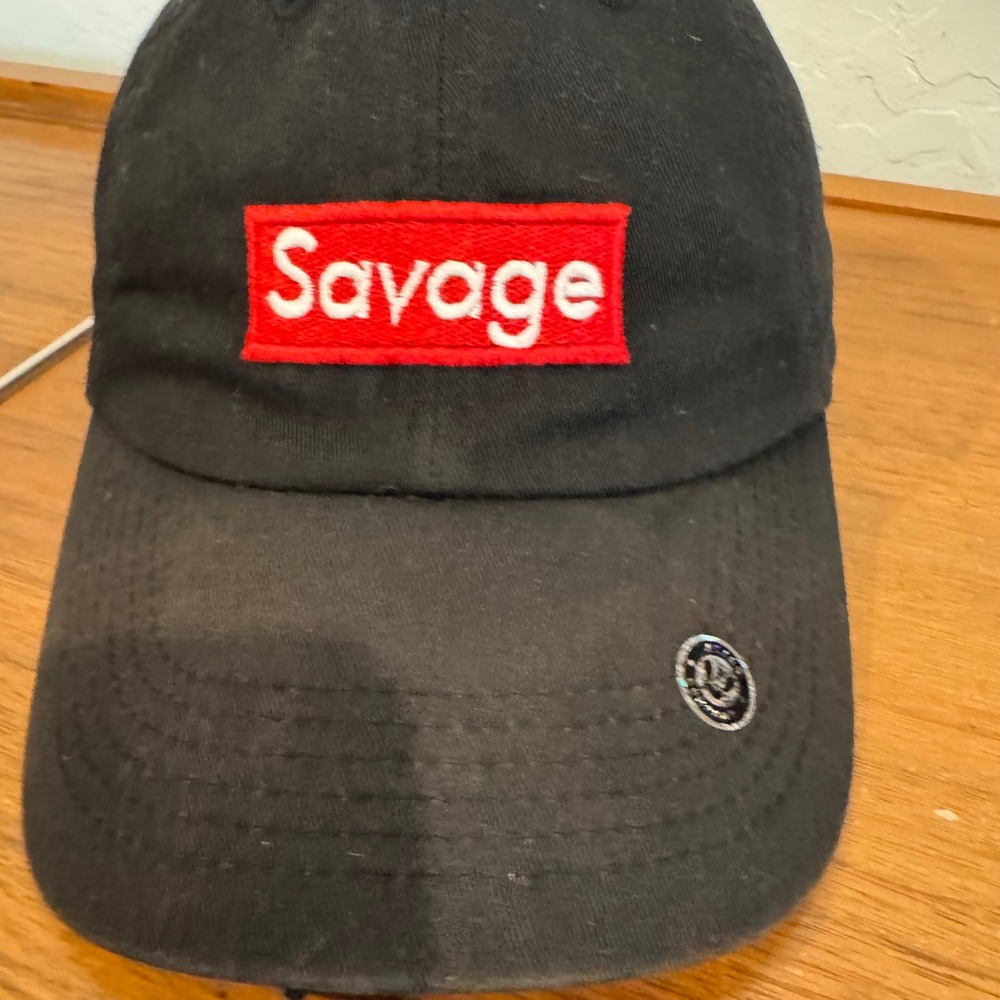 Alias Savage Box Logo Dad Hat Mens OSFM Black Excellent Adjustable Strapback Cap - Picture 3 of 9